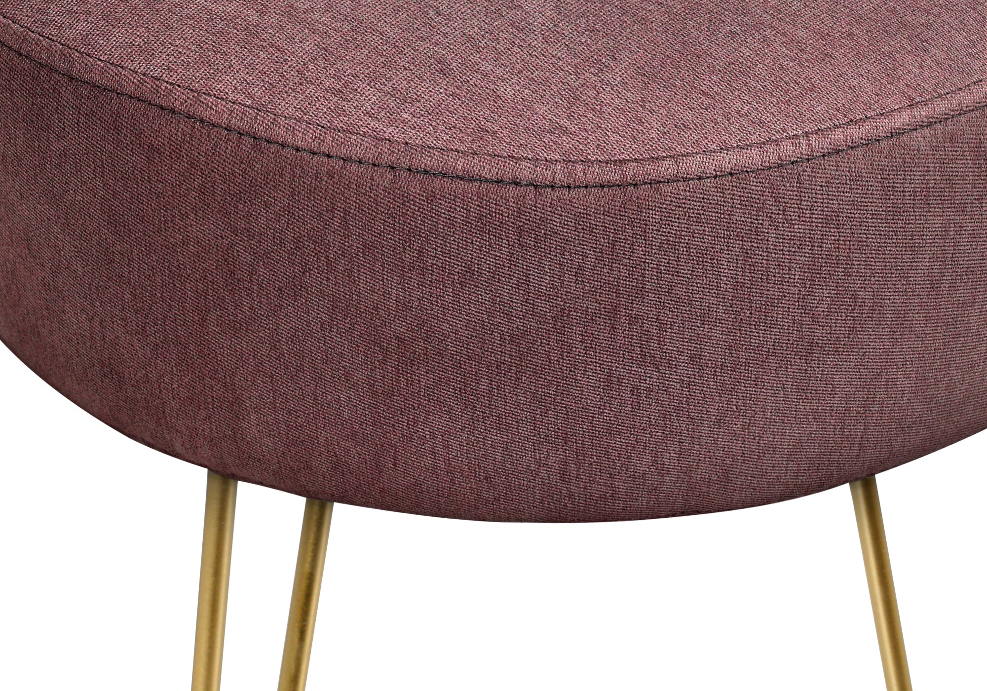 Modern Pink Fabric Ottoman Pouf with Gold Legs - 14 Inch Round Footrest for Living Room, Bedroom & Nursery - Stylish Seating & Extra Storage Solution
