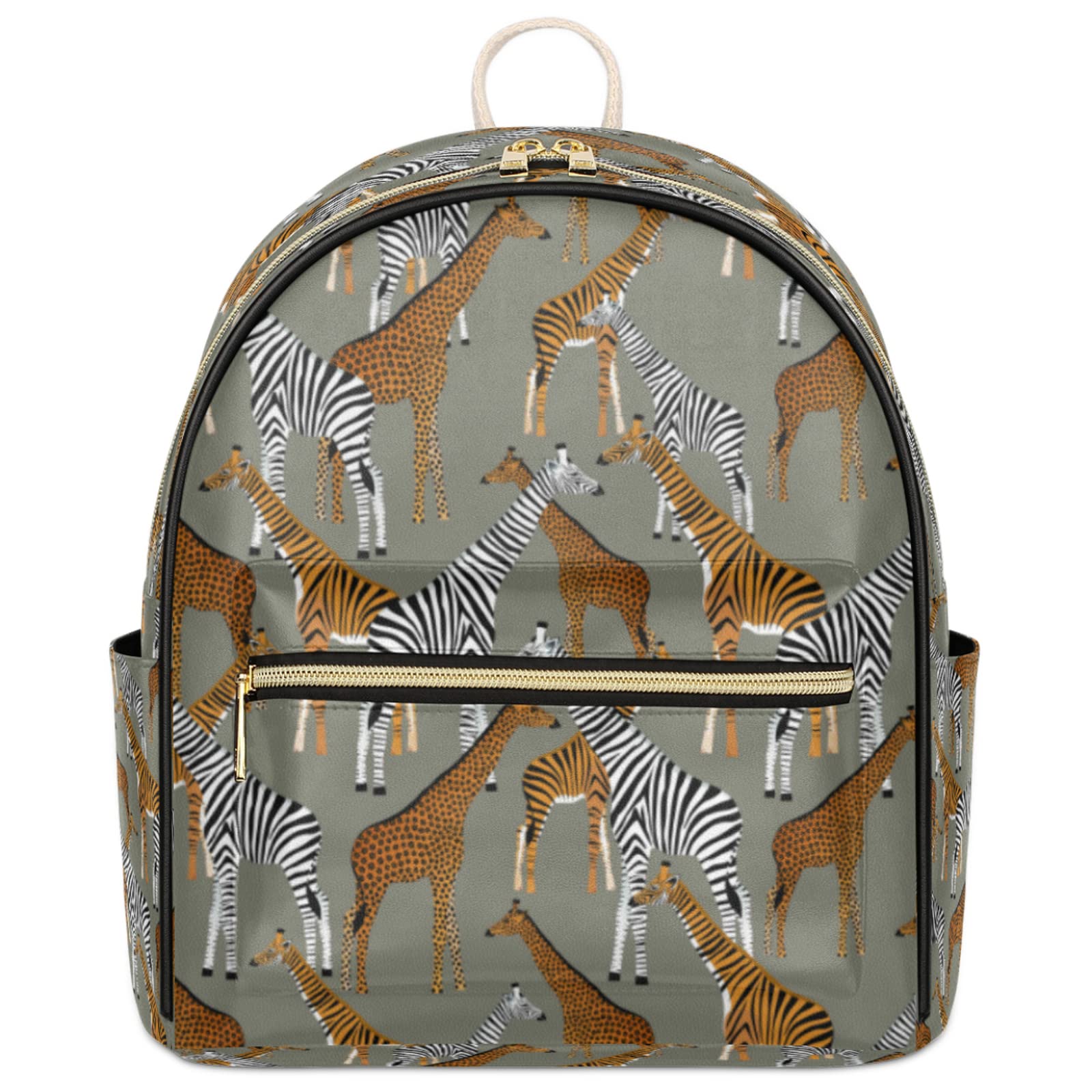 Leopard Print Tiger Zebra Backpack for Women & Girls - PU Leather Casual Daypack, Small Lightweight Travel Backpack for High School, Work, Outdoor & Shopping - Perfect for College, Commuting & Daily Use