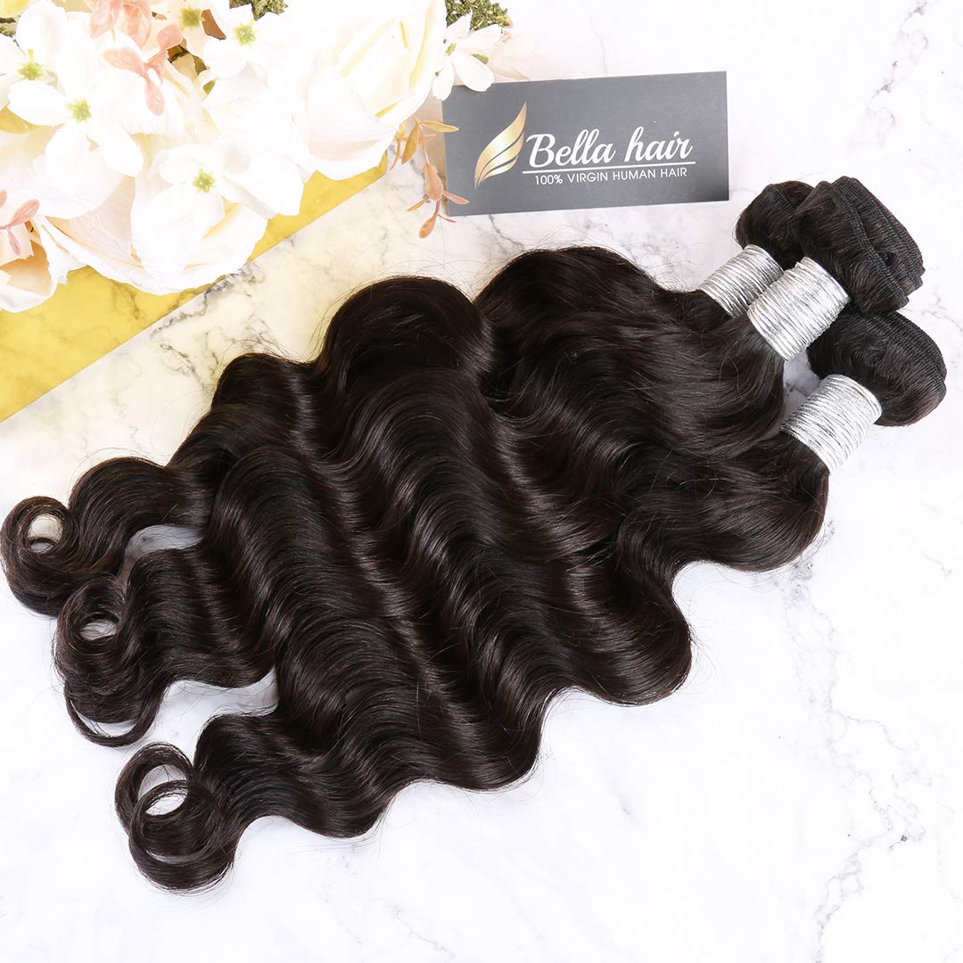 Bella Hair 100% Virgin Human Hair Weave Bundles - 3 Pack Deep Wave Loose Hair Extensions 12-30 Inch Natural Black Color for African American Women | Perfect for Daily Styling, Special Occasions & Protective Hairstyles