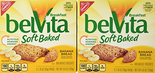 Nabisco Belvita Soft Baked Banana Bread Breakfast Biscuits - 5 Packs (1.76 oz Each), Pack of 2 | Healthy Morning Snack for Kids & Adults | Perfect for On-the-Go Breakfast, Office & School Lunch