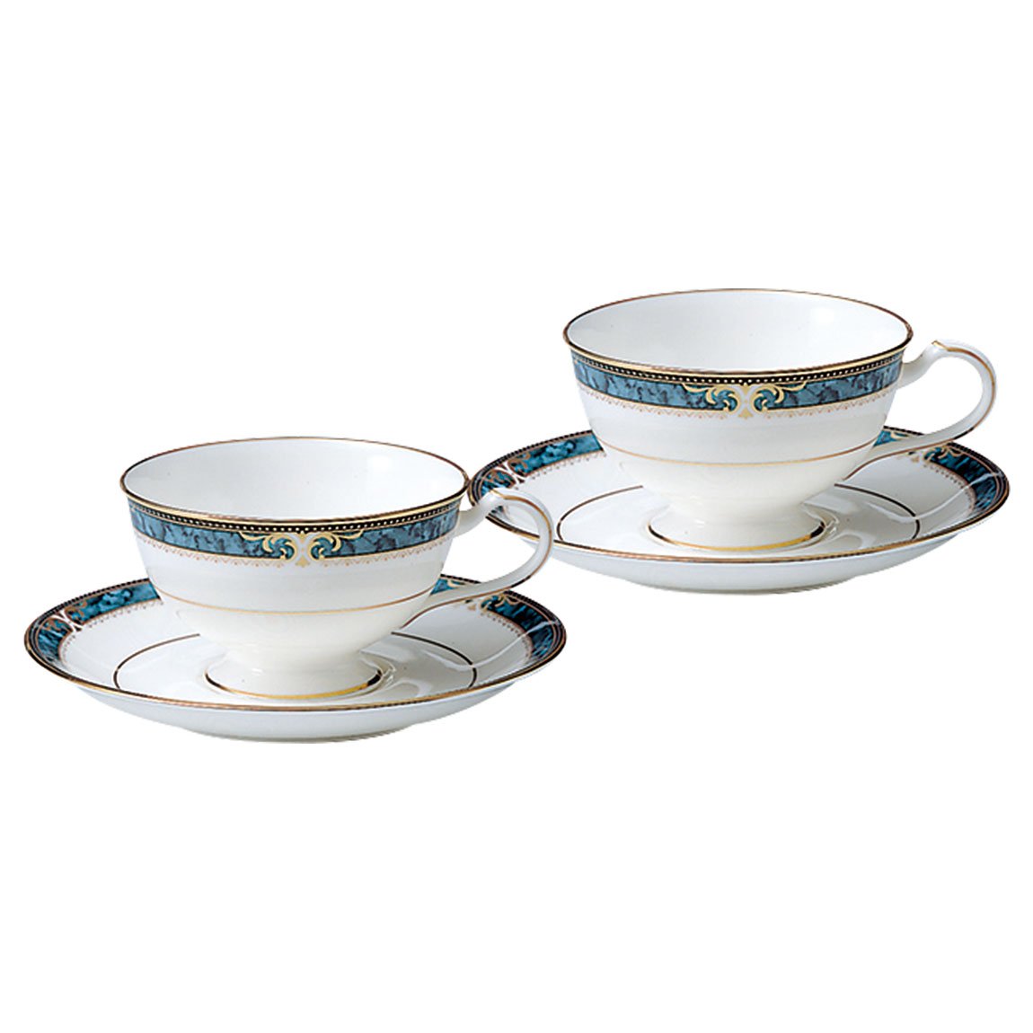 Noritake P97221/4727 Bone China Cup & Saucer Set - 6.4 fl oz (190cc) Low Tea Cup for Coffee & Tea - Elegant Essex Coat Design - Perfect for Afternoon Tea, Breakfast or Office Use