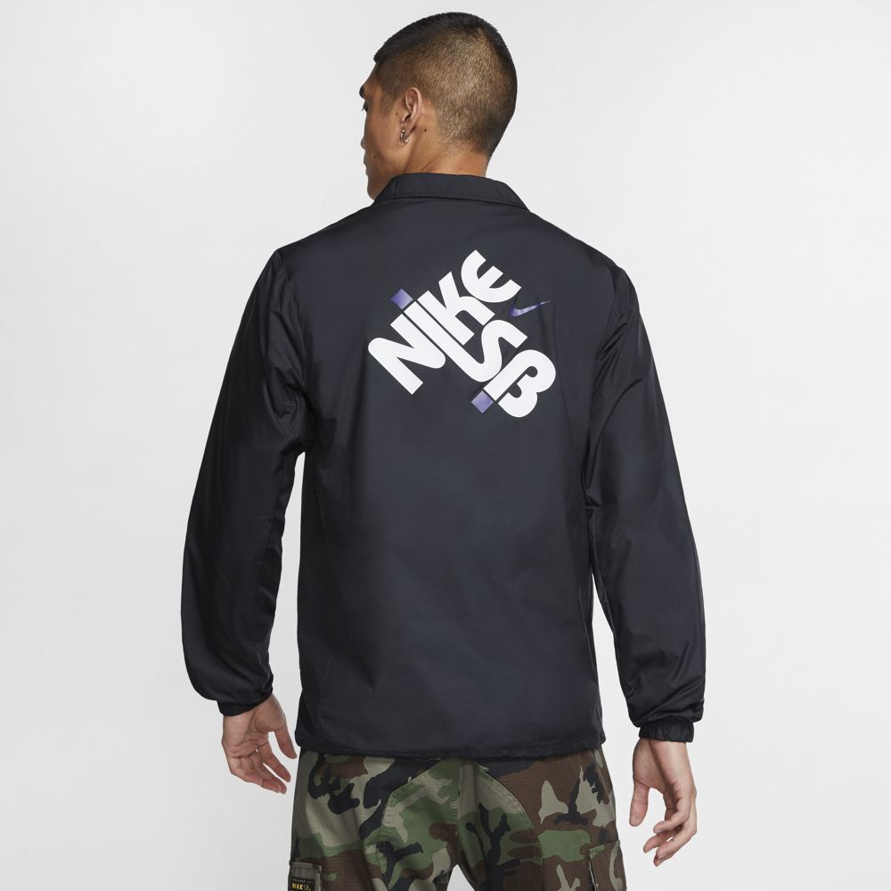 Nike SB Men's Skate Jacket - Black & White | Lightweight Water-Resistant Windbreaker for Skateboarding & Streetwear Fashion