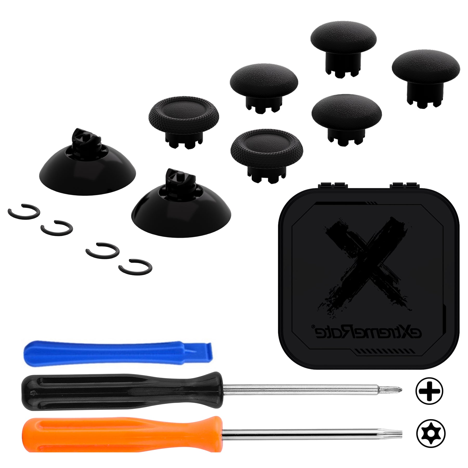 eXtremeRate EDGE Sticks Replacement Interchangeable Thumbsticks for Xbox Series X/S, Xbox Core, Xbox One X/S, Xbox Elite V1 & Nintendo Switch Pro Controller - Black | Enhanced Gaming Performance for FPS, Racing & Action Games