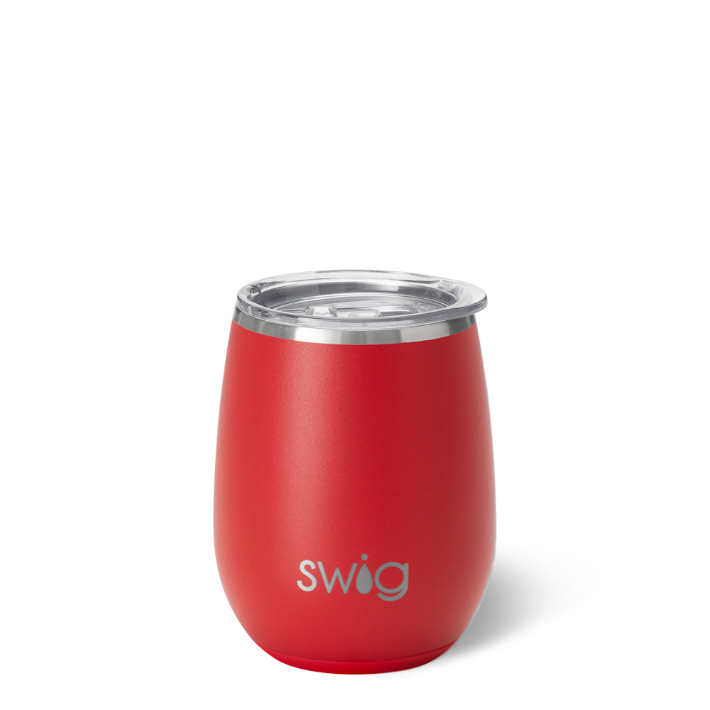 Premium 14oz Red Stemless Wine Glass Set - Shatterproof & Elegant for Indoor/Outdoor Parties, Picnics, and Dinner Gatherings