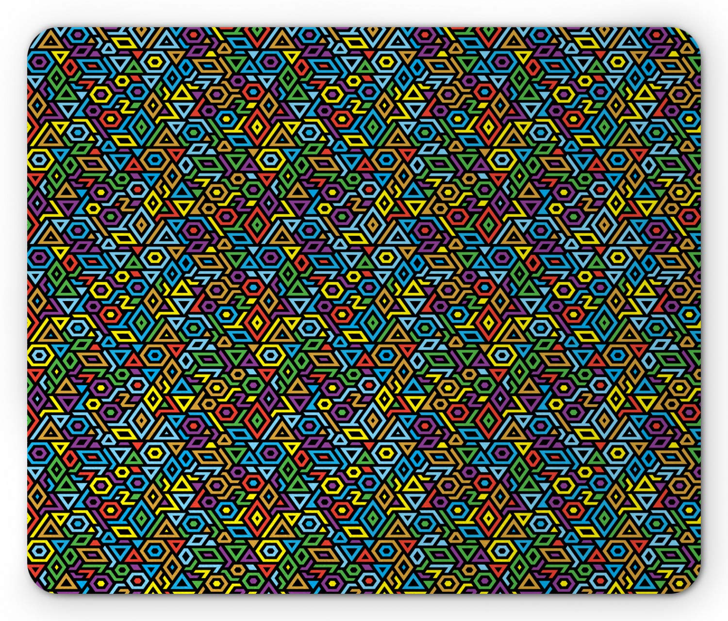 Ambesonne Colorful Geometric Mouse Pad - Non-Slip Rubber Gaming Mousepad with Mosaic Pattern, Standard Size Rectangle Desk Mat for Office & Home Computer Use