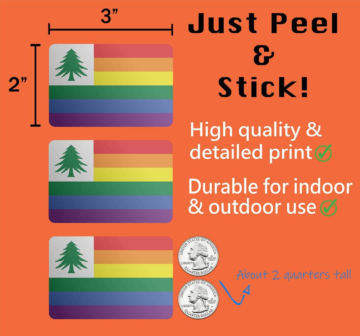 3M Reflective NE Pride Flag Stickers - Safety Decals for Hard Hats, Bikes, Laptops