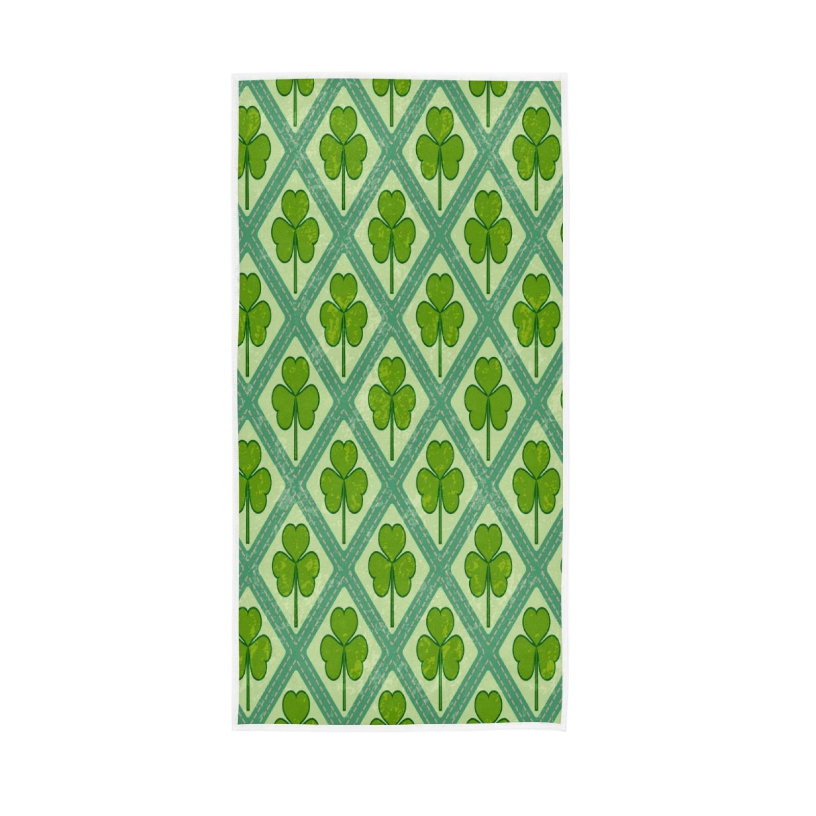 Senya St Patrick's Day Clover Print Hand Towel - Ultra Soft Luxury Bath Towel 30x15 Inches - Perfect for Bathroom Decor & Irish Themed Parties