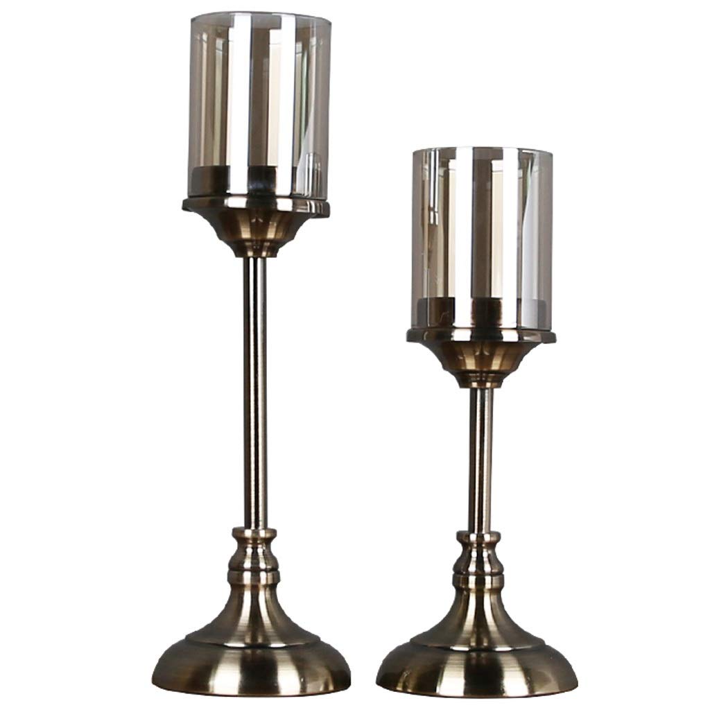 2Pcs Crystal Metal Candle Holders - Elegant Glass Candlesticks for Romantic Dinner, Wedding Decor & Home Centerpiece - Vintage Candle Lamp Gift Set for Christmas, Anniversary & Special Occasions