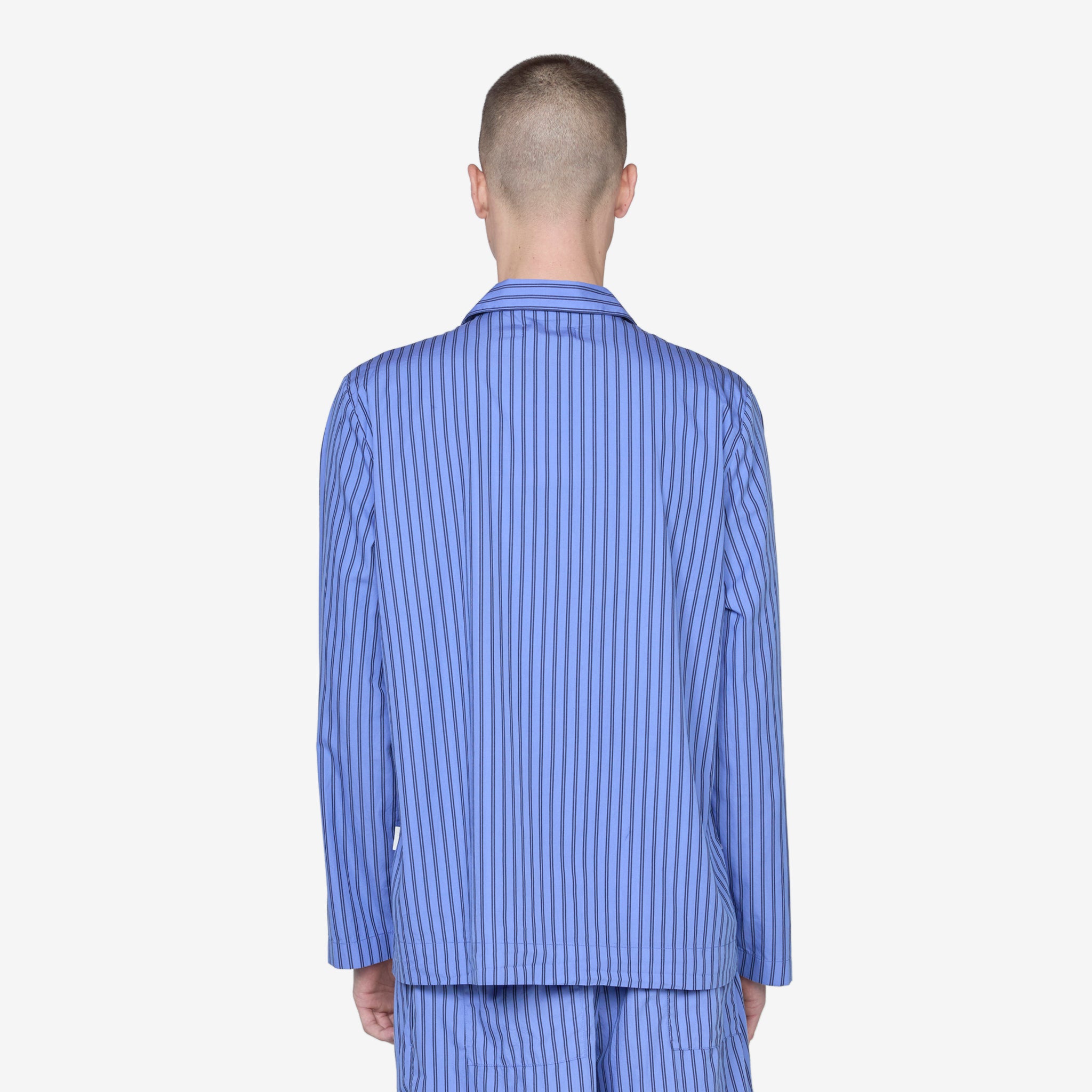 Soft Cotton Poplin Pajama Shirt with Boro Stripes - Comfortable Sleepwear for Men & Women - Perfect for Nighttime Relaxation and Lounging