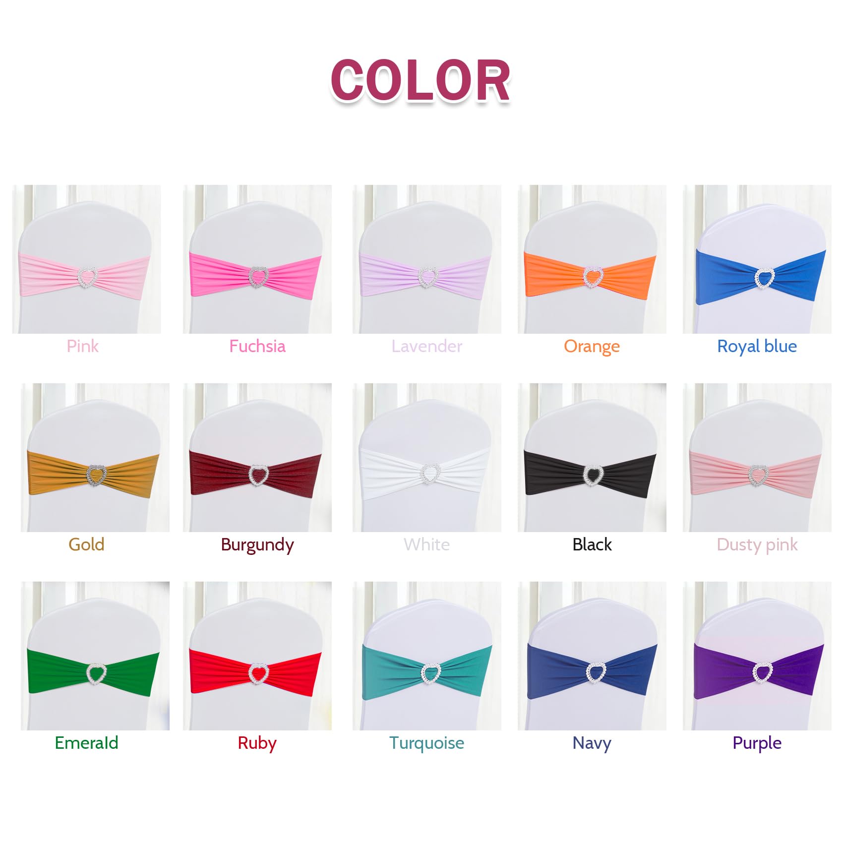 60 Pack Spandex Chair Sashes with Buckle Slider - Stretch Elastic Chair Covers for Wedding, Banquet & Party Decorations (Dusty Pink) | Universal Chair Bands for Event Decor, Table Setting & Venue Styling