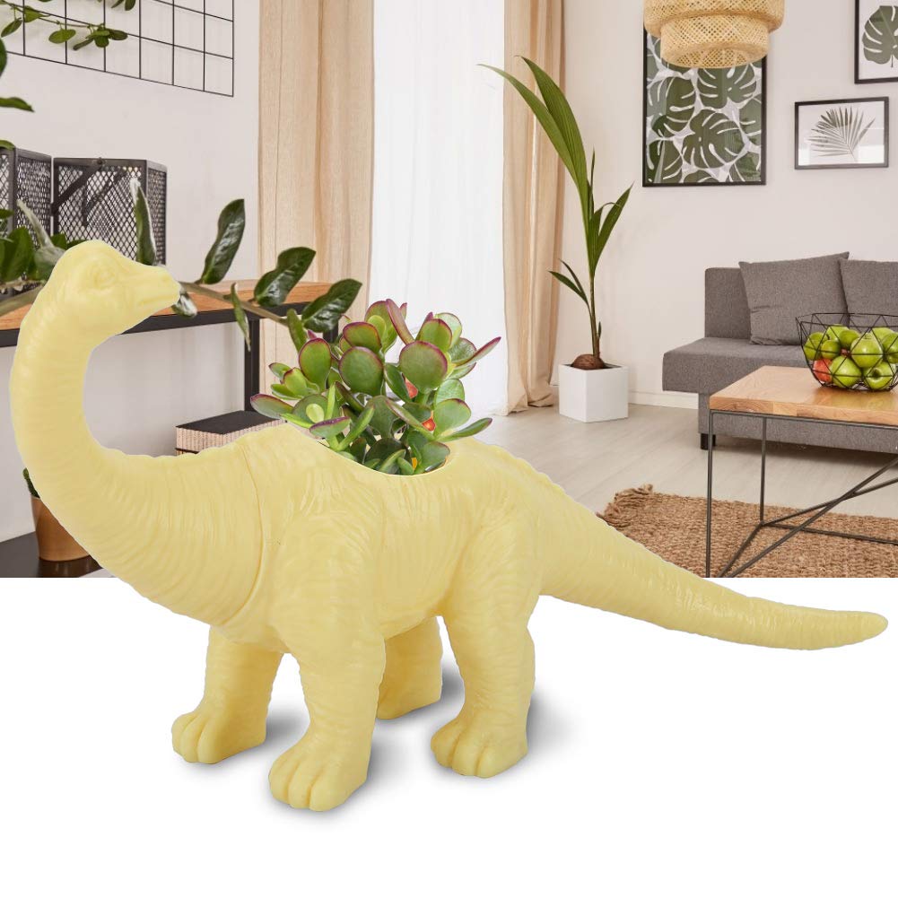 Dinosaur Succulent Planter Pot - Cute Animal Flower Pot for Cactus & Succulents, Yellow Home & Garden Decor for Indoor Plants, Windowsill, Office Desk Decor