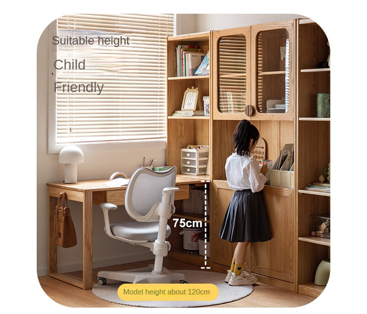 Solid Oak Wood Kids Bookshelf - Sturdy & Safe Book Storage for Toddlers & Children - Perfect for Bedroom, Nursery, or Playroom Organization