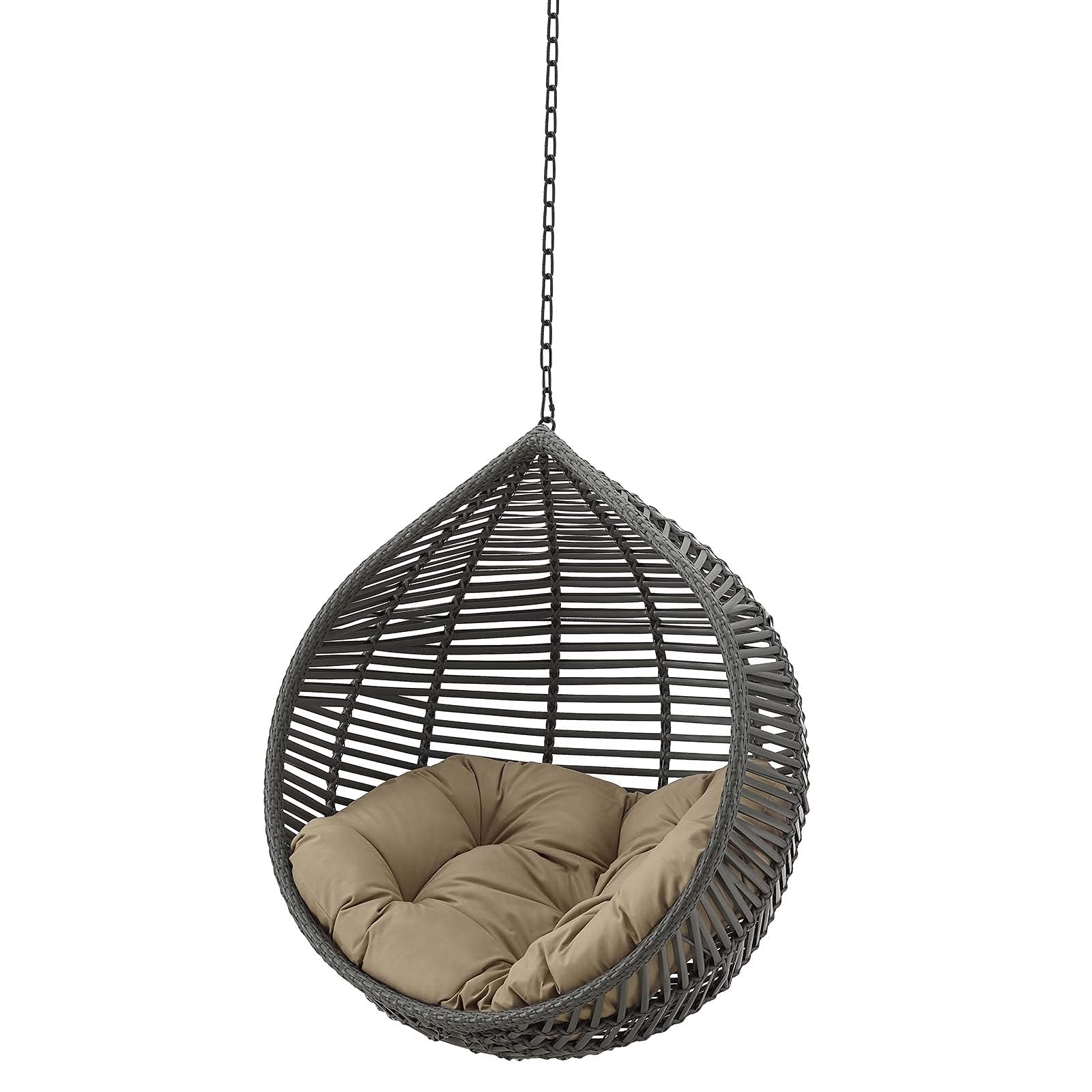 Swing Lounge Chair, Modern Grey Gray Brown Design, Outdoor Patio Balcony Furniture for Cafe Bistro Garden Hotel Relaxation