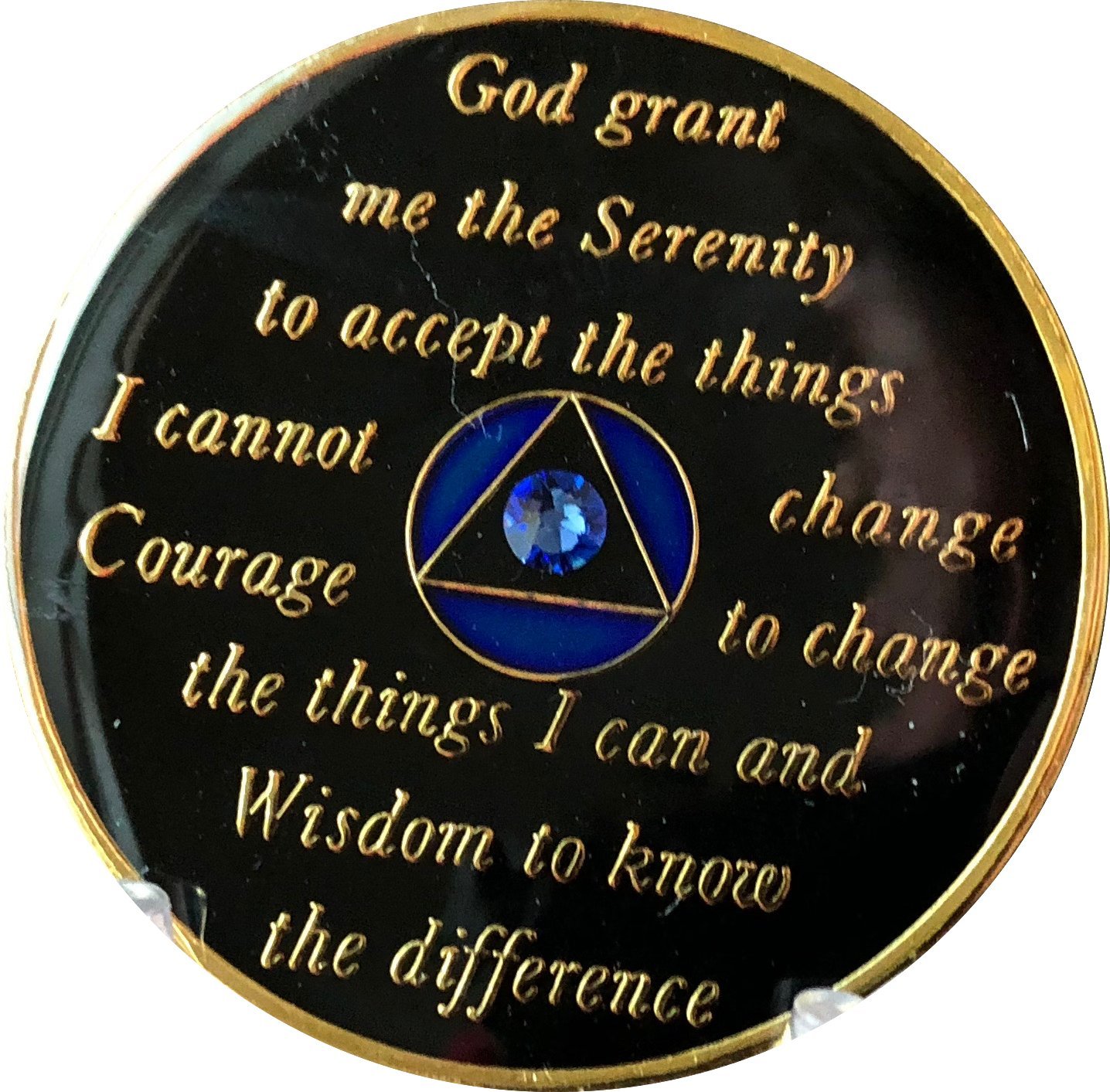 7 Year AA Medallion Sapphire Blue Crystal Tri-Plate Chip VII - Perfect for Jewelry Making, Gift Giving & Spiritual Healing