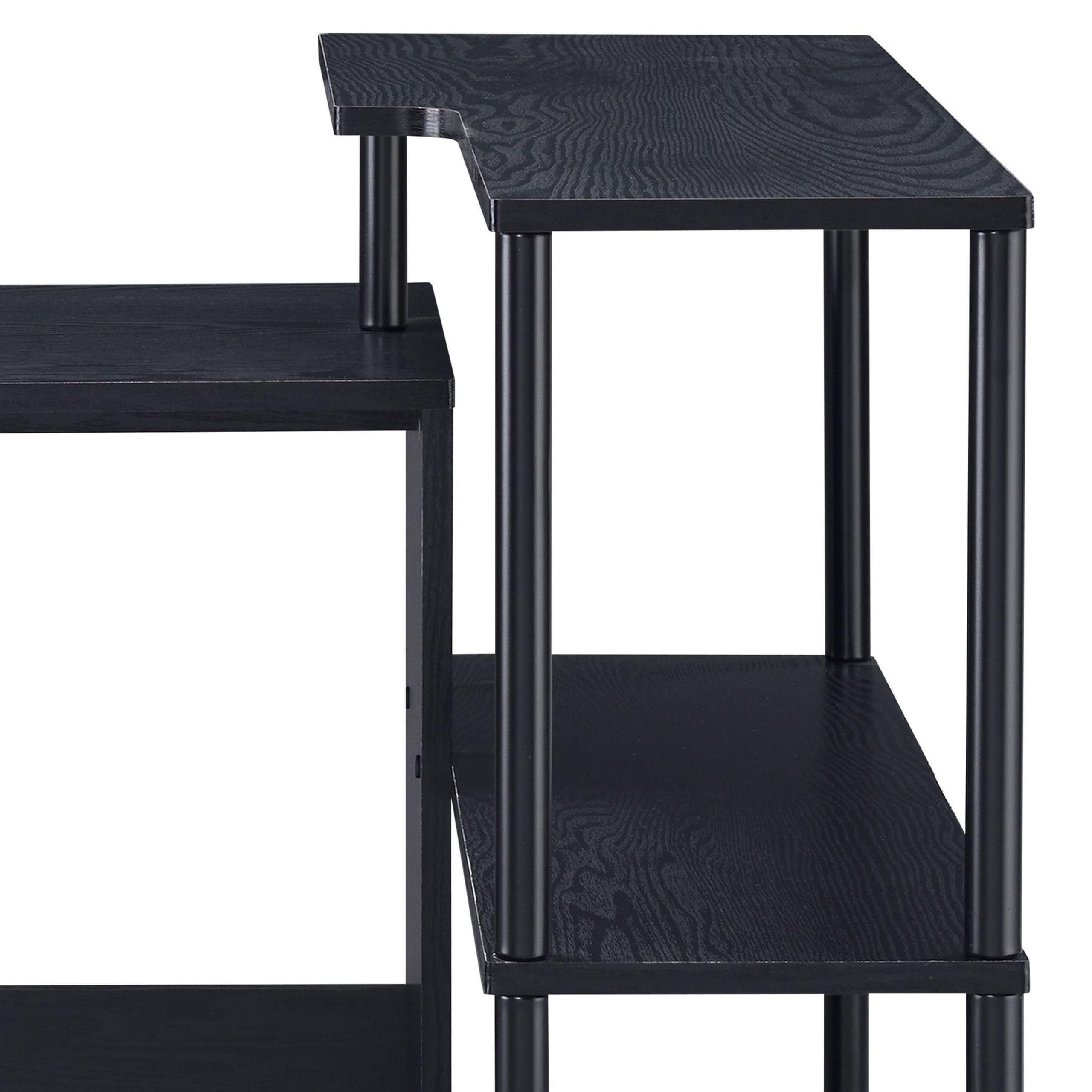 Benjara Black L-Shaped Writing Desk with 3-Tier Wooden Shelves - Home Office Desk for Small Spaces, Study & Workspace Organization