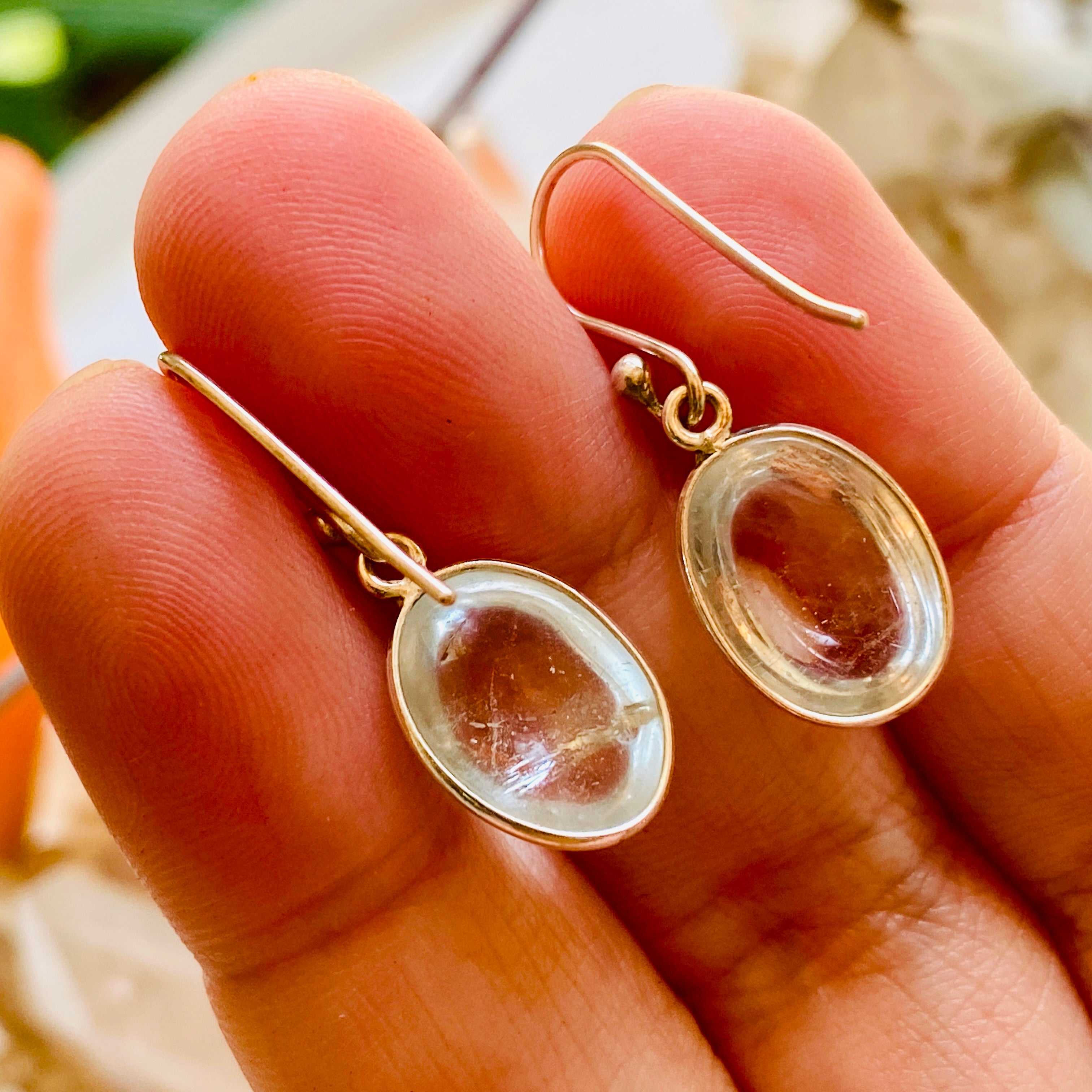 Natural Topaz Oval Cabochon Earrings for Women - Elegant Gemstone Jewelry for Daily Wear & Special Occasions
