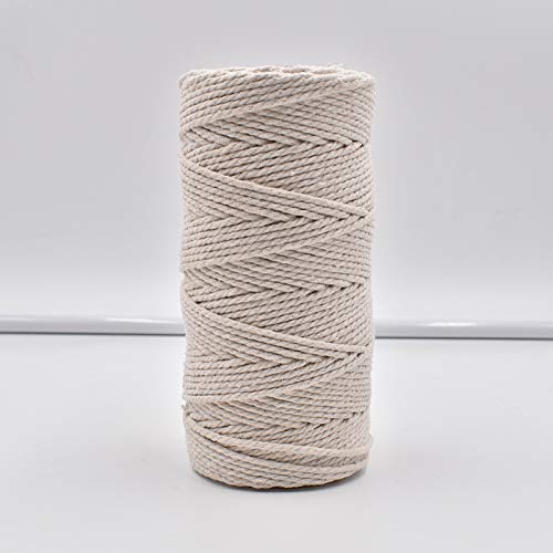 3mm 110Yards Natural Macrame Cotton Cord with Wooden Beads, Rings & Sticks - DIY Knitting Crafts, Wall Hanging, Plant Hangers, Home Decor - Perfect for Handmade Jewelry, Boho Home Decor & Gift Making