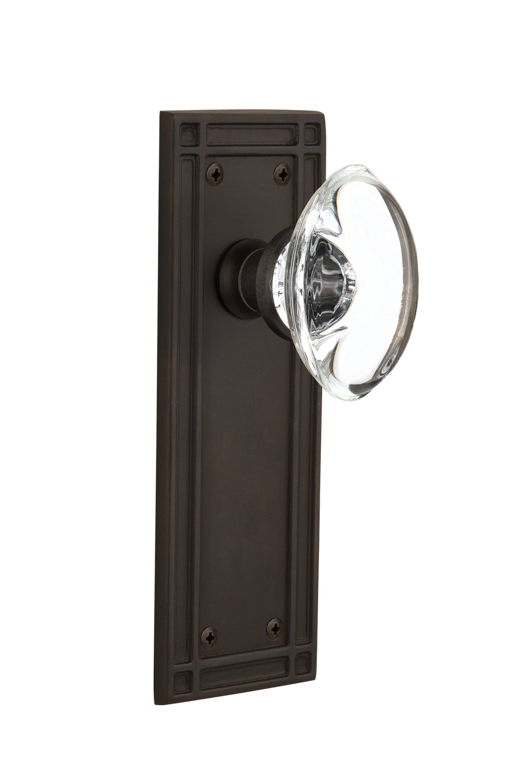 Nostalgic Warehouse Mission Style Cabinet Plate with Oval Clear Crystal Glass Knob - 2.75