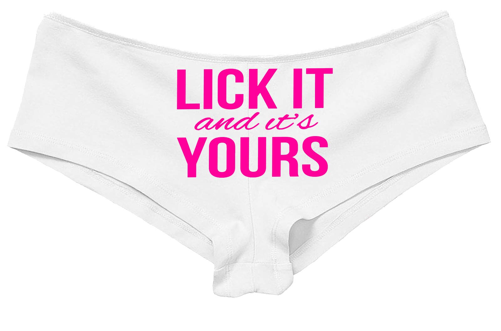 Funny Oral Sex Novelty Underwear - 'Lick It & It's Yours' White Women's Panties for Couples & Bachelorette Parties