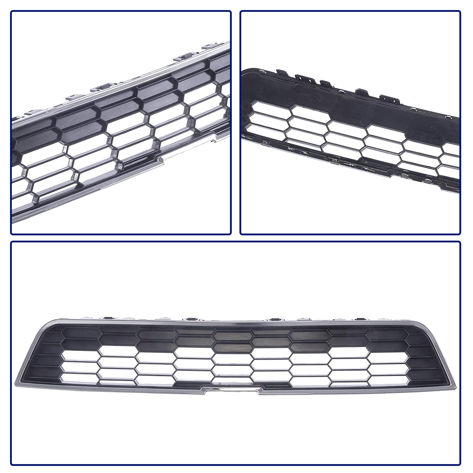 Chrome & Black Front Grille Assembly Replacement for 2012-2016 Chevrolet Sonic Hatchback/Sedan - Upper Grille with Frame Trim - Perfect for Car Restoration & Custom Upgrades