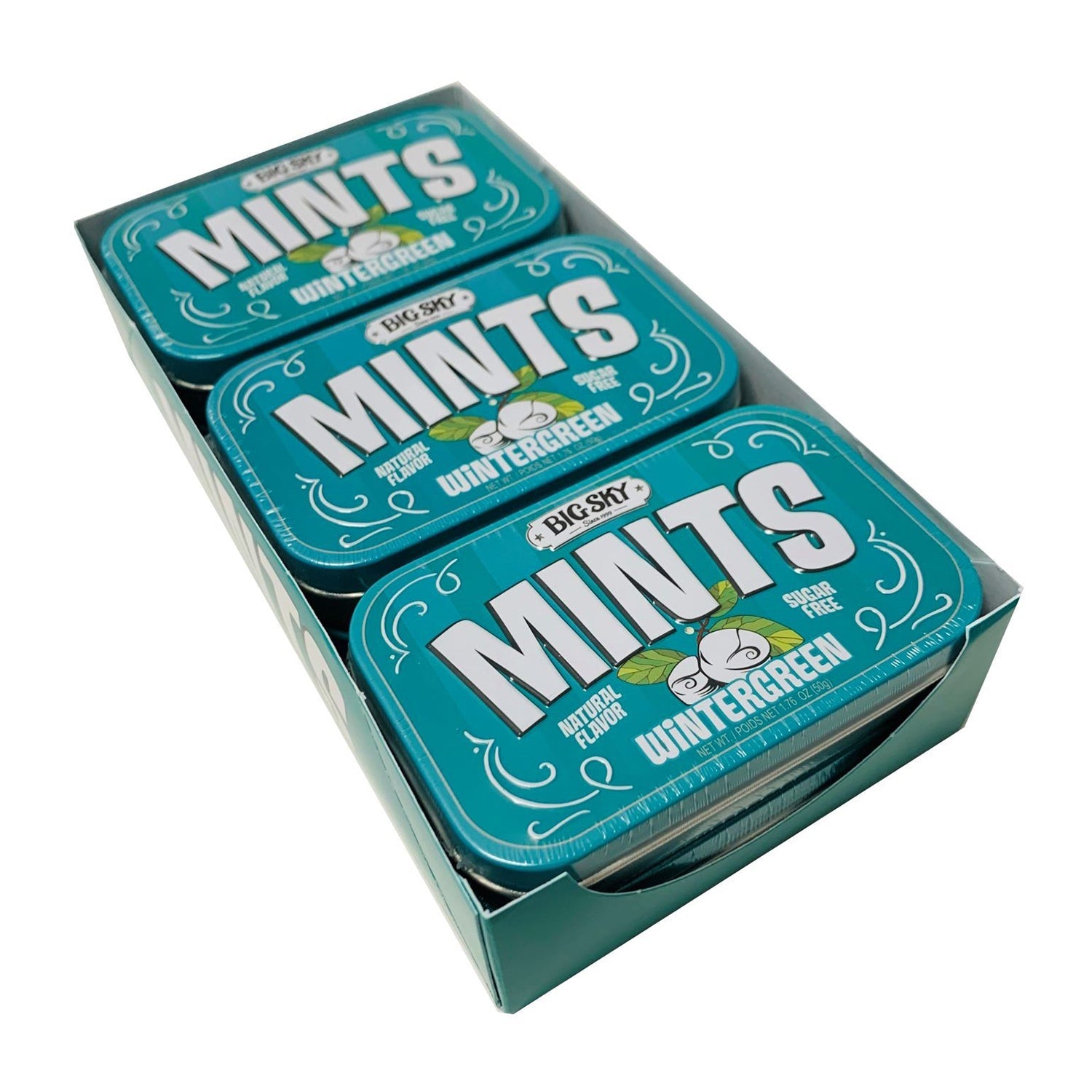 Big Sky Sugar Free Wintergreen Mints in Tin | 6 Count Box | Fresh Breath for Work, Travel & After Meals