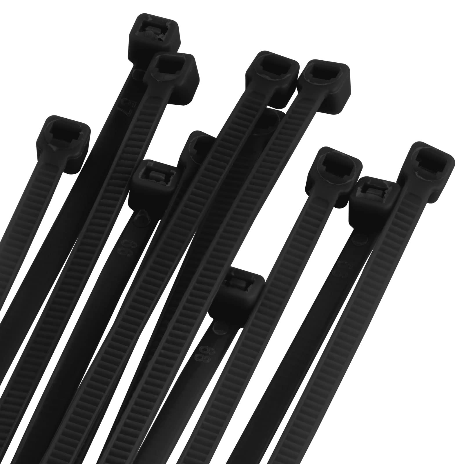 8 Inch Heavy Duty Self-Locking Nylon Cable Ties - 100 Pack Black UV Resistant Zip Ties (40lbs Tensile Strength) for Wire Management, Home Organization & Outdoor Use