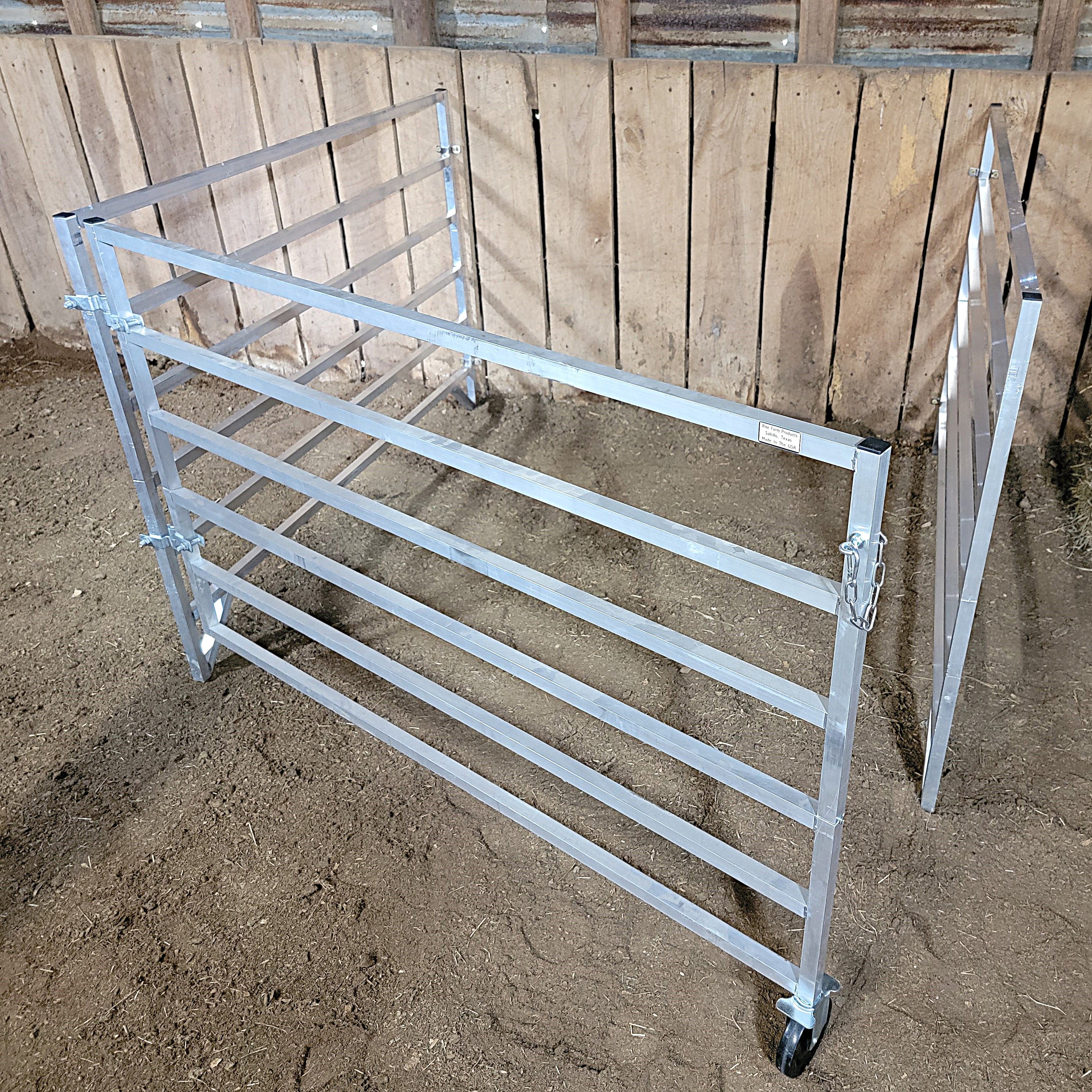 5x5 Ft Aluminum Wall Mounted Stall Kit with 6 Rails - Includes 2 Panels & 1 Gate for Horse Stalls, Barns & Livestock Enclosures
