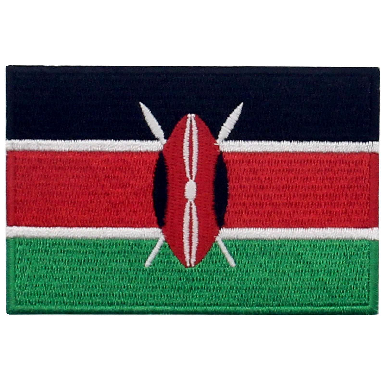 Kenya Flag Patch - Embroidered Iron On & Sew On Applique - Kenyan National Emblem for Backpacks, Jackets & Uniforms
