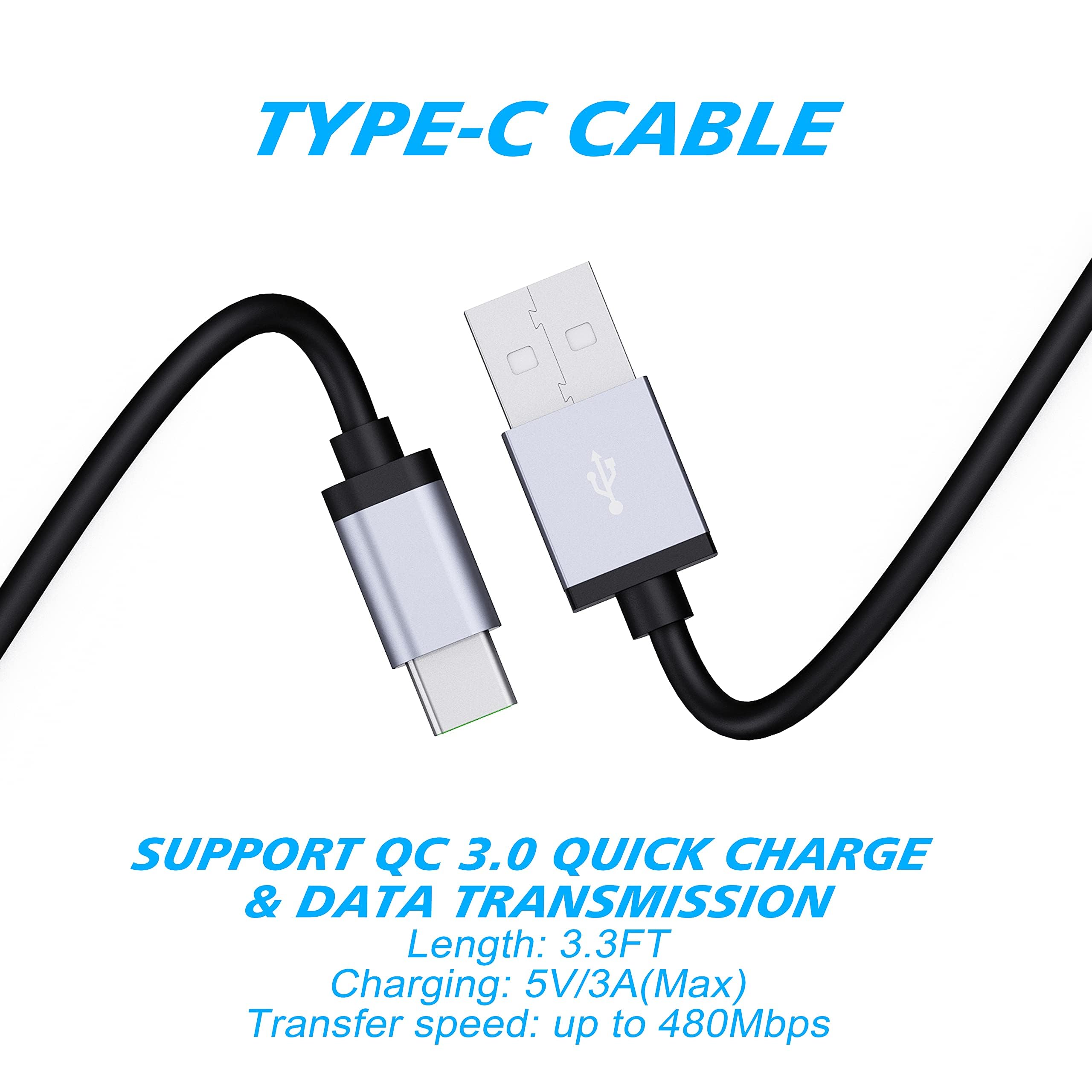 SUNDAREE 4-Port USB C Fast Car Charger with AC Outlet - 18W QC & 30W PD Car Phone Charger Adapter - Includes 3.3FT USB-A to USB-C Cable - Compatible with iPhone 16/15/14 Pro/Max, Samsung Galaxy S24 & More - Perfect for Road Trips & Multi-Device Charging On-The-Go