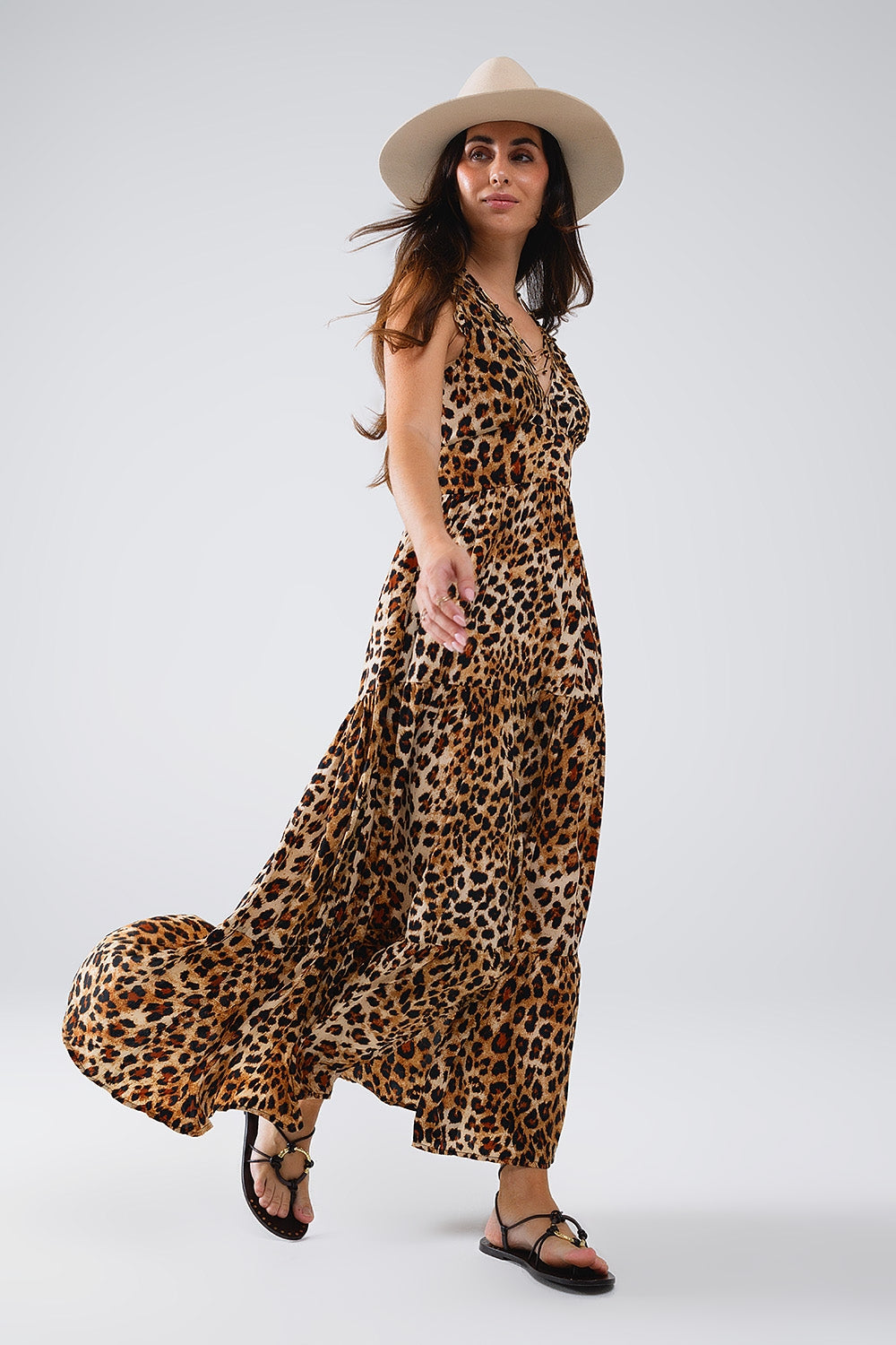 Leopard Print Belted Long Robe for Women - Elegant & Comfortable Loungewear for Home, Spa, and Relaxation