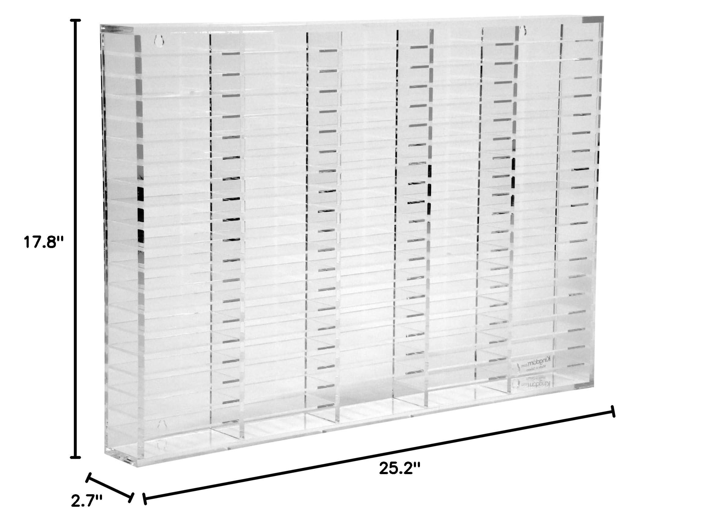 Kingdom TMOV100 Acrylic Wall Mount 100-Slot Movable Divider Organizer - Perfect for Cassette Tapes, Stamp Pads, Playing Cards & Card Decks Storage | Space-Saving Wall Display for Home, Office & Collectors