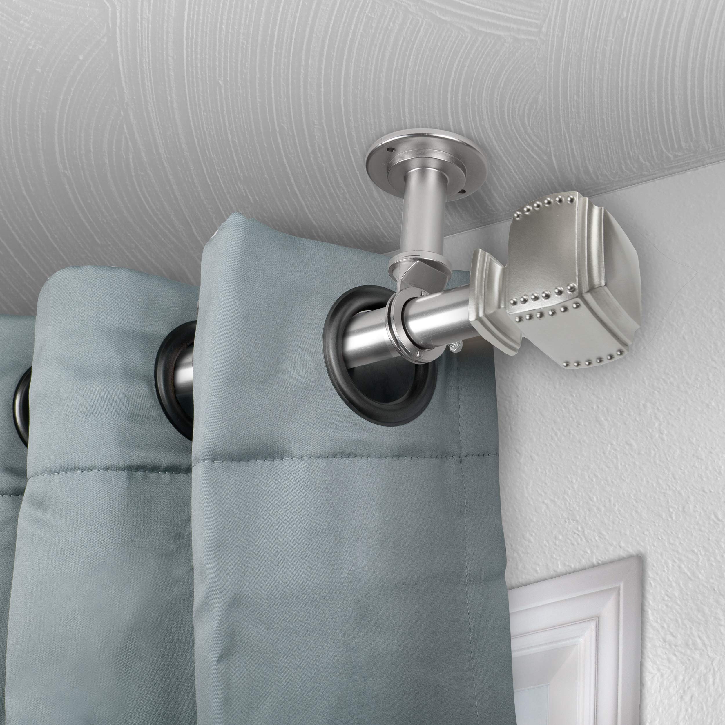 Rod Desyne Bennett 1-Inch Adjustable Ceiling Curtain Rod | 66 to 120 Inches | Satin Nickel Finish | Perfect for Room Dividers, Window Treatments & Home Decor
