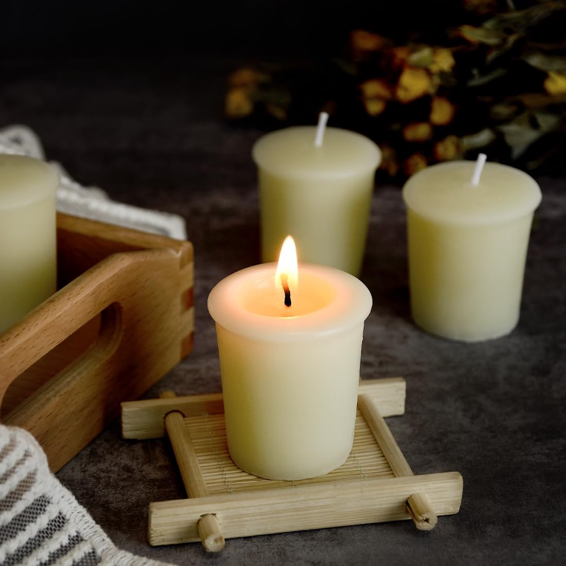 Pure White Beeswax Votive Candles - 6 Pack Natural Unscented Candles for Home Decor, Wedding Centerpieces, Spa Relaxation & Romantic Ambiance