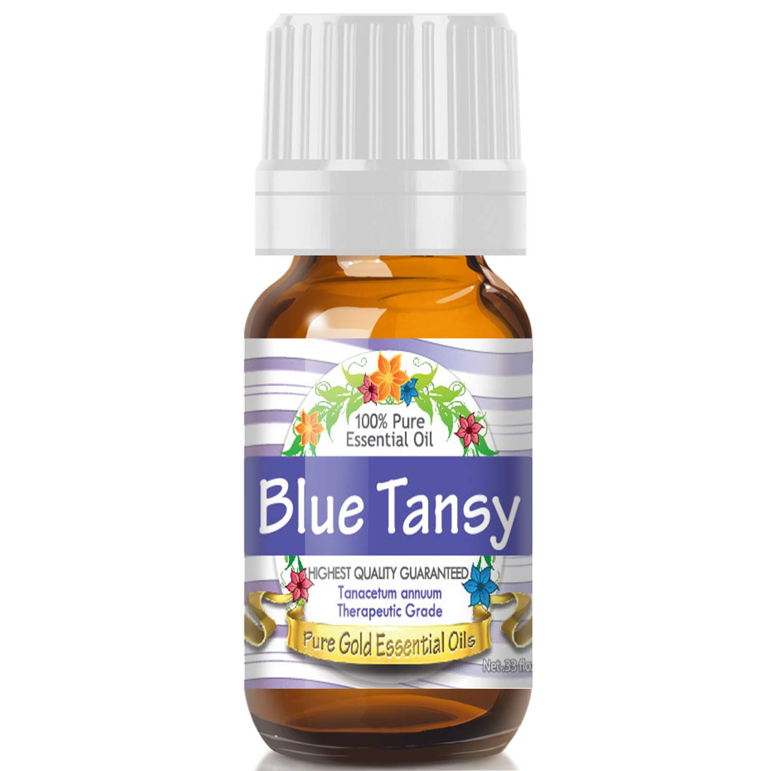 Pure Gold Tansy (Blue) Essential Oil - 0.33 Fl Oz (10ml) - 100% Natural Aromatherapy Oil for Relaxation, Stress Relief & Home Diffuser Use