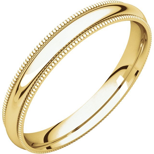 14K Yellow Gold 3mm Comfort Fit Milgrain Wedding Band for Women - Perfect for Bridal Jewelry, Anniversary Gifts & Everyday Elegance