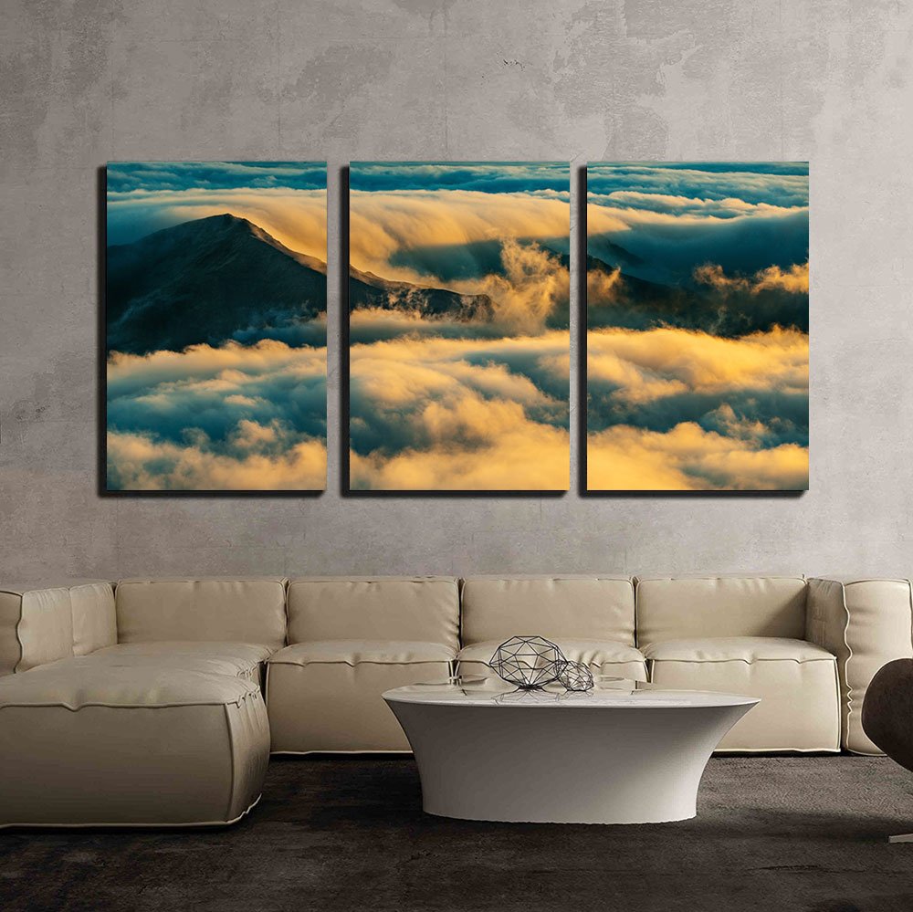 Wall26 - 3 Piece Canvas Wall Art Set - Stunning Sunset Cloudscape Scenery - Modern Framed & Stretched Ready-to-Hang Home Decor - 16