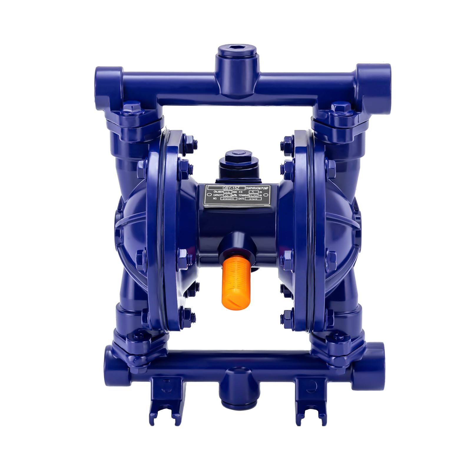 Heavy Duty Air-Operated Double Diaphragm Pump - Cast Iron Construction, 12 GPM Flow Rate, 115 PSI, 1/2