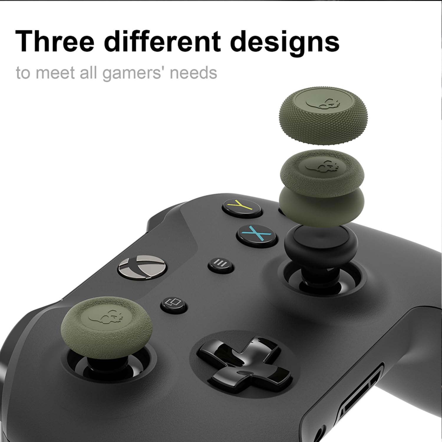 Skull & Co. Xbox Controller Thumb Grips - 6-Pack Black Analog Stick Covers for Enhanced Grip & Comfort | Compatible with CQC, FPS & Skin Styles | Perfect for Gaming, Esports & Long Play Sessions