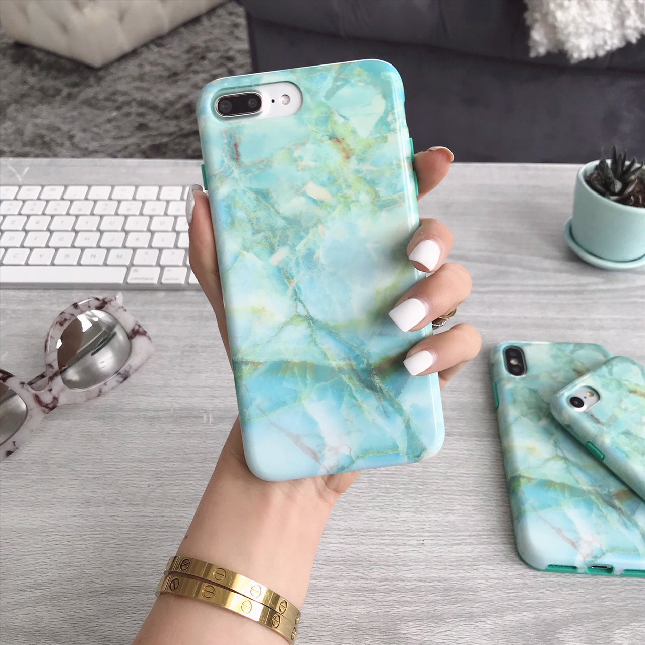 Premium Jade Marble iPhone Case - Elegant & Durable Protective Cover for iPhone [Model] - Perfect for Everyday Use, Travel & Gifting