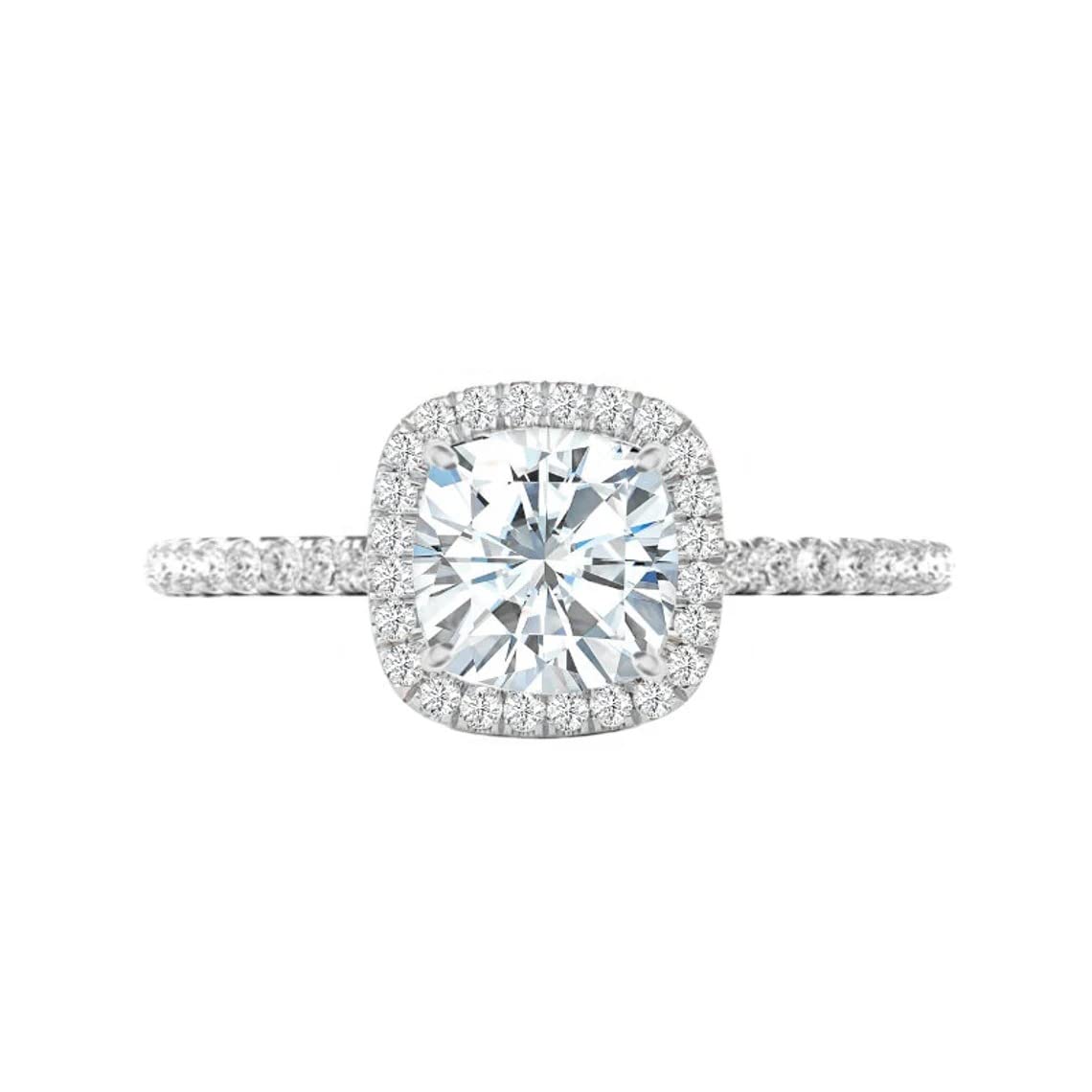 4 CT Cushion Cut Moissanite Engagement Ring Wedding Bridal Set, Diamond Alternative Solitaire Halo Ring in Vintage Silver - Perfect for Proposals, Anniversaries & Special Occasions