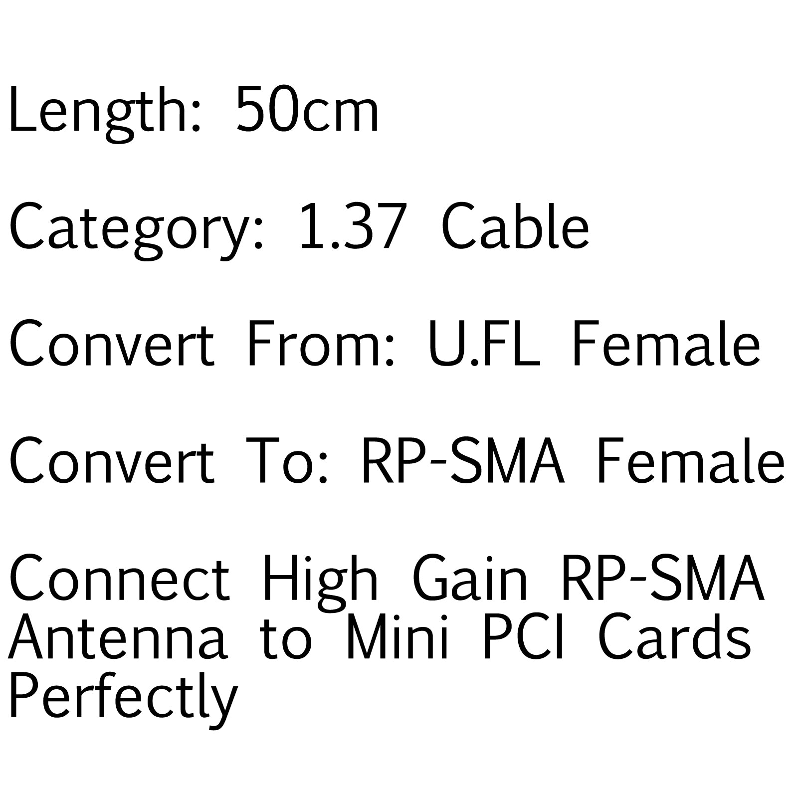 10PCS 1.37 U.FL/IPX to RP-SMA Pigtail Antenna Cable - 20 Inch (50cm) WiFi Extension for Mini PCIe - Perfect for Router, Drone, and Wireless Device Upgrades
