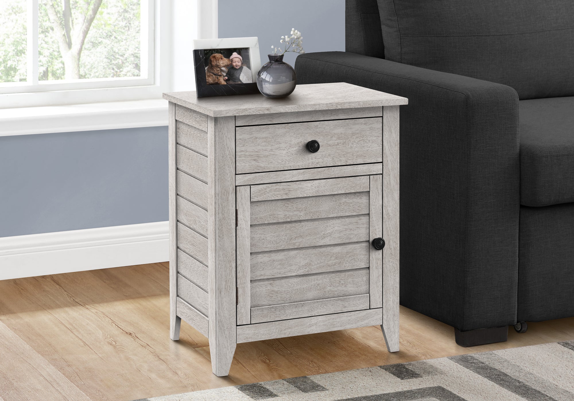Coastal Grey Accent Table - Modern Side Table for Living Room, Bedroom & Office - Small End Table with Stylish Design for Home Decor