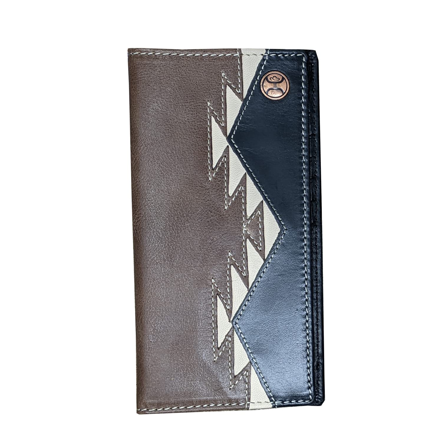 HOOEY Genuine Leather Men's Western Rodeo Wallet with Aztec Inlay - Ivory, Brown & Black | Stylish Cowboy Bifold Wallet for Everyday Use & Rodeo Events