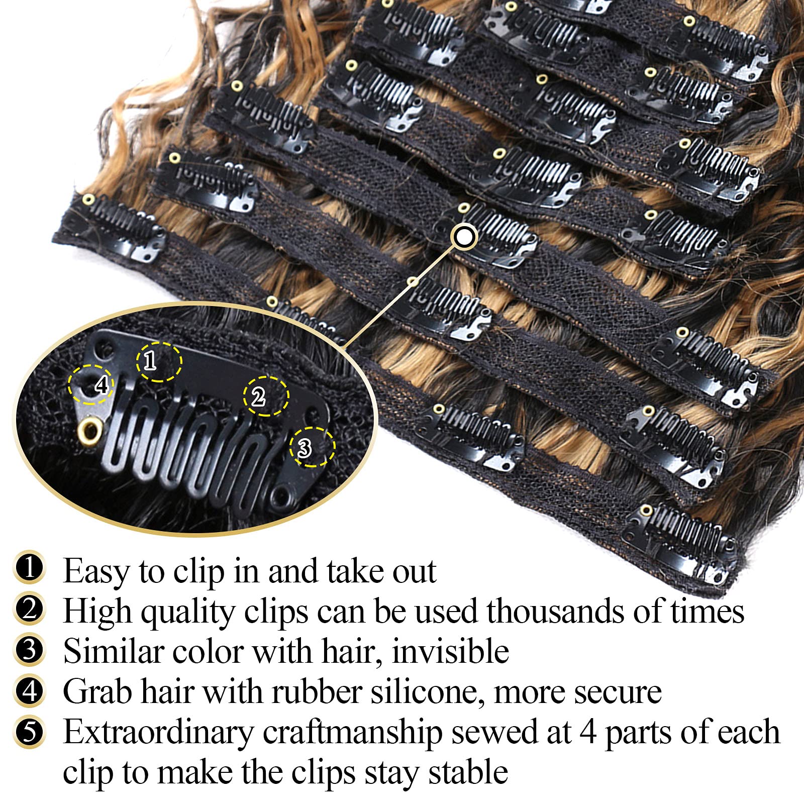 Deep Wave Clip-In Hair Extensions 24