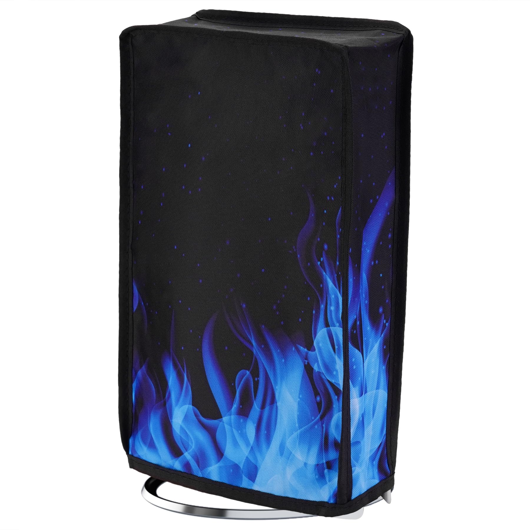 PlayVital Vertical Dust Cover for PS5 Slim Digital Edition (New Smaller Design) - Nylon Dust Proof & Waterproof Protector Sleeve for PS5 Slim Console - Blue Flame - Perfect for Gaming Setup & Console Protection