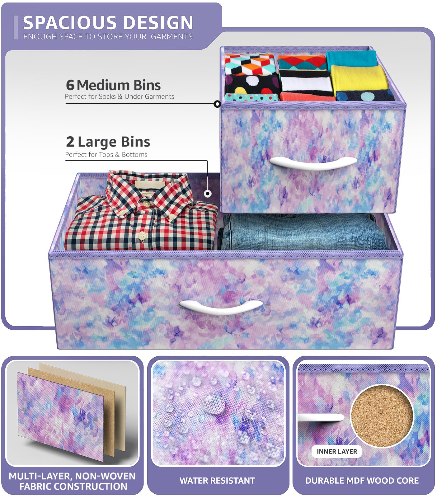 Sorbus 8-Drawer Kids Dresser with Steel Frame & Wood Top - Fabric Bin Storage Organizer for Clothes, Toys & Nursery Essentials - Perfect for Bedroom, Hallway, Kids Room & Closet Organization