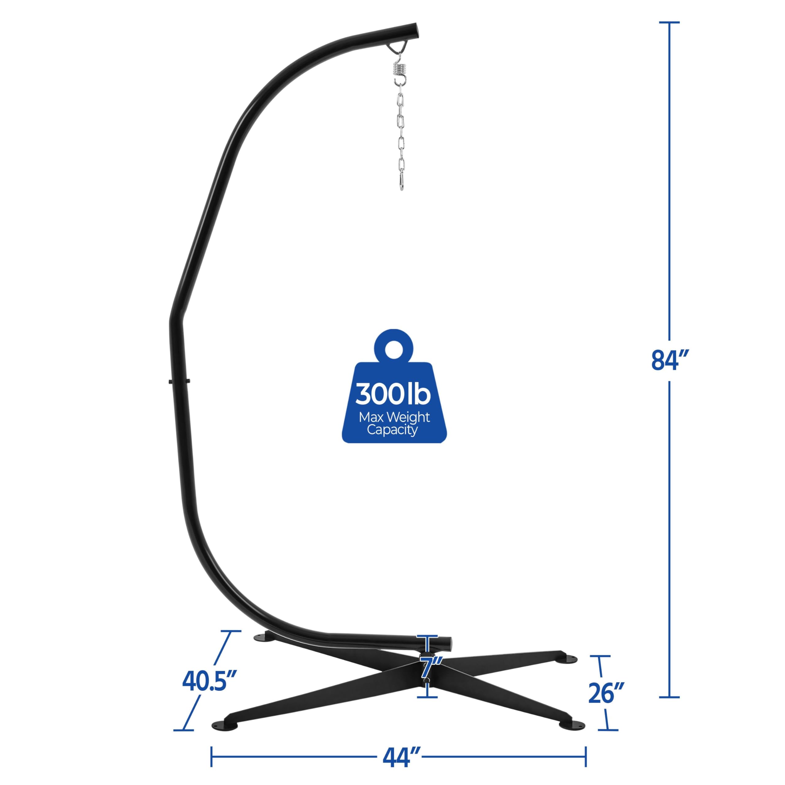 Yaheetech Heavy Duty Hammock Chair Stand - 300lb Weight Capacity C-Stand with Buckle & S-Hook for Hanging Chairs, Swings - Free Rotation Design for Indoor/Outdoor Use in Bedroom, Patio, Garden Relaxation