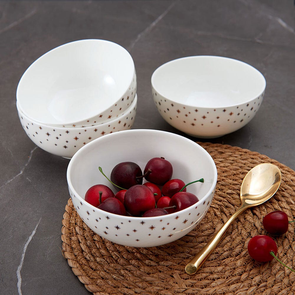 Millie Gold Set of 4 All-Purpose Bowls - Elegant Serving Bowls for Salads, Snacks, Cereal & Desserts - Perfect for Dining, Entertaining & Kitchen Storage