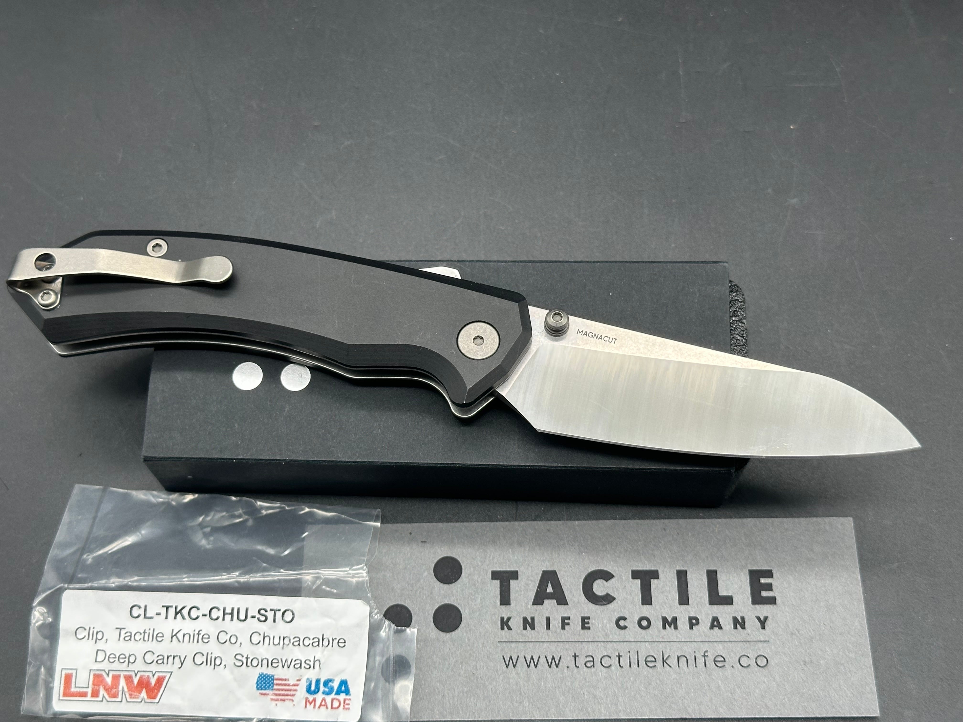 Tactile Chupacabra Satin Magnacut Folding Knife with Deep Carry Clip - Perfect for EDC, Outdoor Adventures & Tactical Use