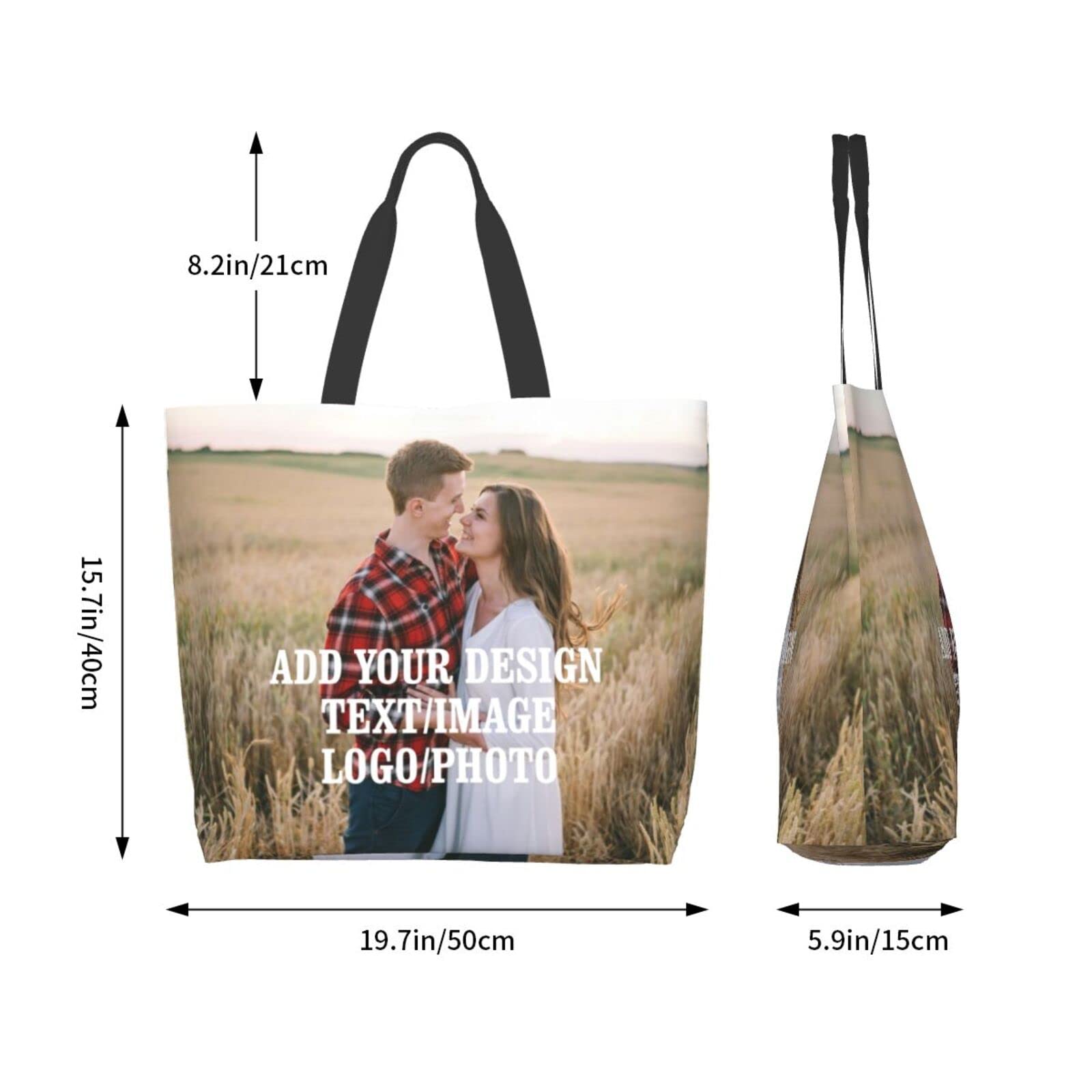 Custom Personalized Canvas Tote Bag - Heavy Duty Reusable Grocery Shopping for Daily Use